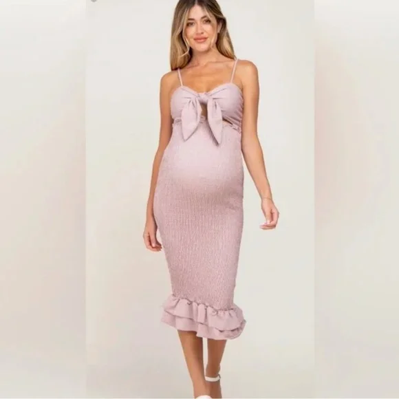 green emerald velvet dress Pinkblush Pink Lace Mesh Overlay Maternity Maxi Dress Pink Medium